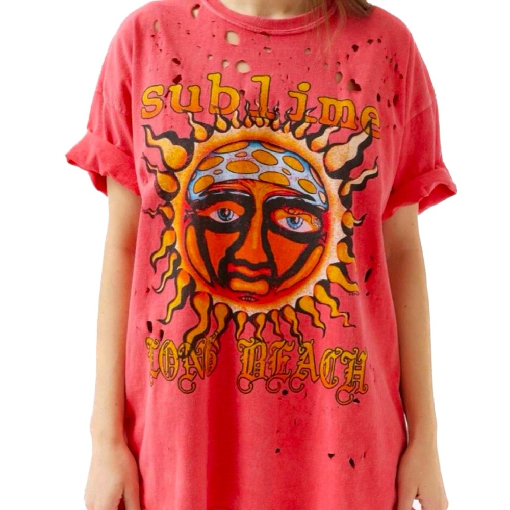 UO sublime red ripped tshirt dress